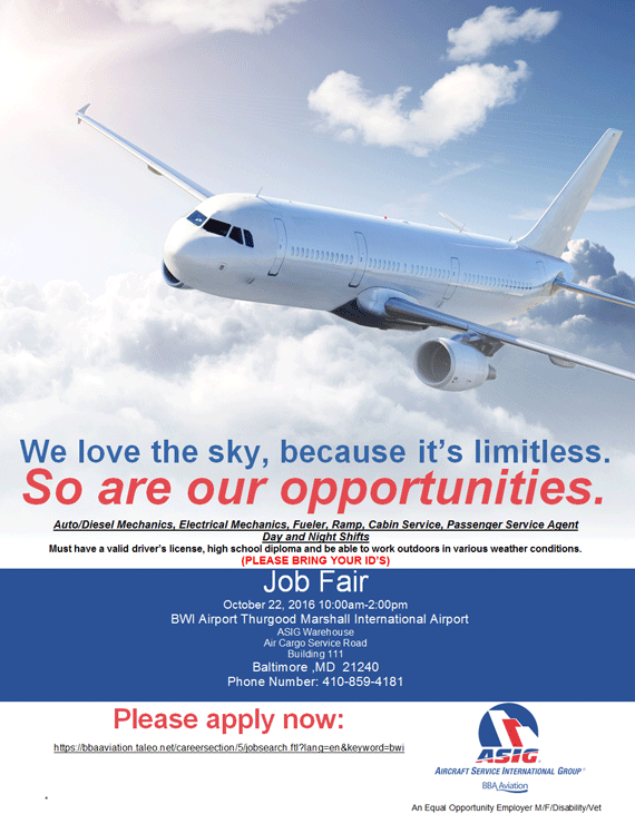 BWI JOB FAIR 10/22/16
