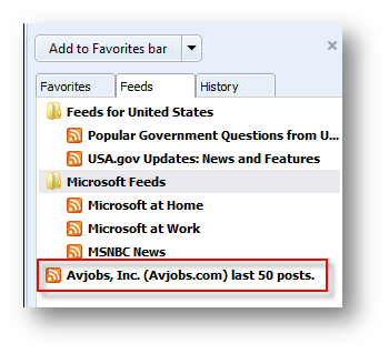 Internet Explorer that lists your Favorites, Feeds, and History Internet Explorer that lists your Favorites, Feeds, and History