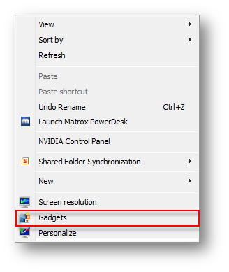 bring the Gadget to the visible desktop bring the Gadget to the visible desktop