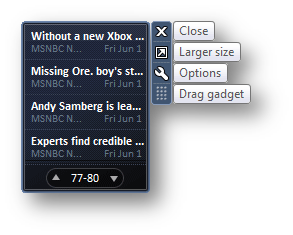 Gadget toolbar Gadget toolbar